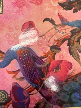 Floral & Peacock Art Print in Pink and Purple